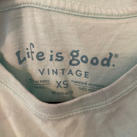 Life Is Good Blue Outdoors Short Sleeve T-Shirt Cotton Gorpcore Women's size XS - Picture 2 of 10